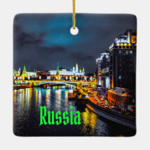 Ornamento De Cerâmica Rússia ou Federação Russa de Moscou à noite