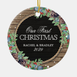 Ornamento De Cerâmica Russo Personalizado Nosso Primeiro Inverno De Nata
