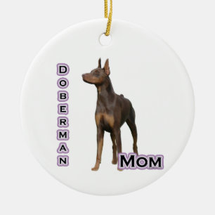 Ornamento De Cerâmica Rust Doberman Mãe 4 - Chaveiro