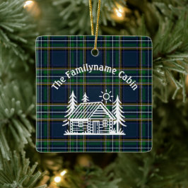Ornamento De Cerâmica Rustic Log Cabin Tartan