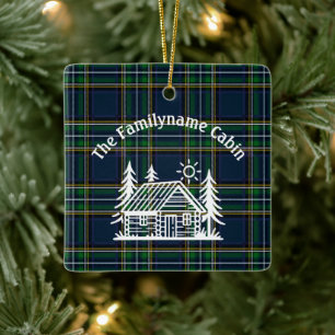 Ornamento De Cerâmica Rustic Log Cabin Tartan