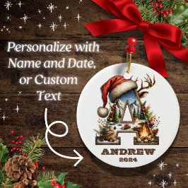 Ornamento De Cerâmica Rustic Outdoor - Letra A Feriado Adventure