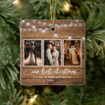 Ornamento De Cerâmica Rustic Primeiro Natal Sr. Photo Collage Lights<br><div class="desc">O Primeiro Natal Russo Sr. Photo Collage lança o ornamento cerâmico da Sra. Photo Collage - Que maneira adorável de se lembrar do seu primeiro Natal como Sr. e Sra. Você se lembrará desta época especial a cada ano quando você decorar sua árvore de Natal. O ornamento faria um presente...</div>