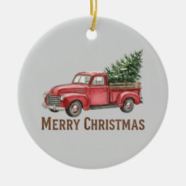 Ornamento De Cerâmica Rustic Red Truck Christmas Farmhouse Pine Tree