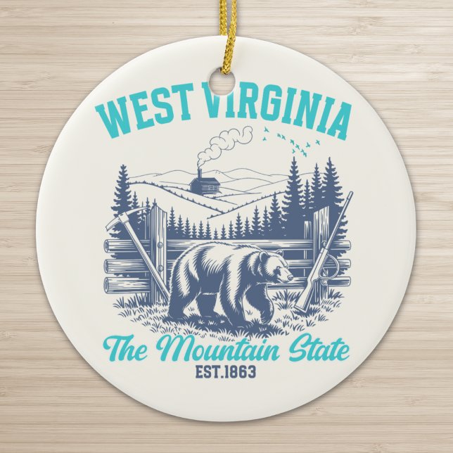 Ornamento De Cerâmica Rustic West Virginia Nature Scene  (Criador carregado)