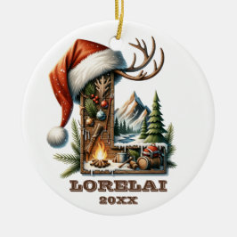 Ornamento De Cerâmica Rustic Xmas - Letra L Personalizada Aventura de In