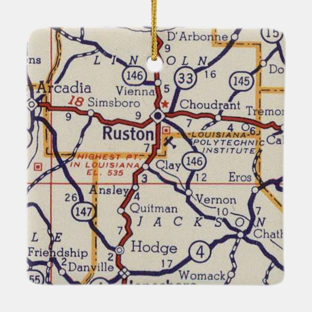 Ornamento De Cerâmica Ruston LA (Verso)