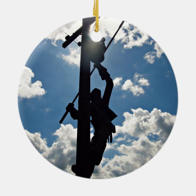 Ornamento De Cerâmica Rusty the Lineman (Traseira)