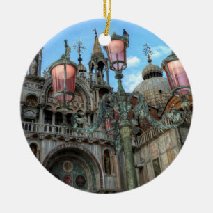 Ornamento De Cerâmica S. Marcos e Lâmpada, Veneza, Itália