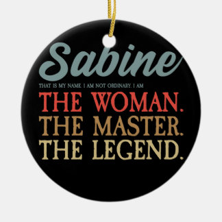Ornamento De Cerâmica Sabine Name I Vintage Beach I Personalizado Sabine