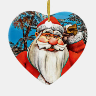 Ornamento De Cerâmica Saco de Presentes do Papai Noel Floresta Nevada Ar
