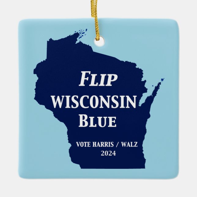 Ornamento De Cerâmica Sacudir Wisconsin Blue em 2024 (Frente)