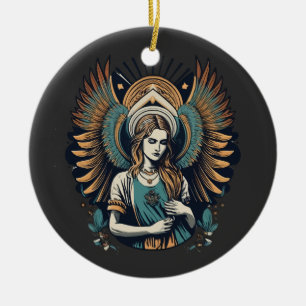 Ornamento De Cerâmica Sad Angel no céu