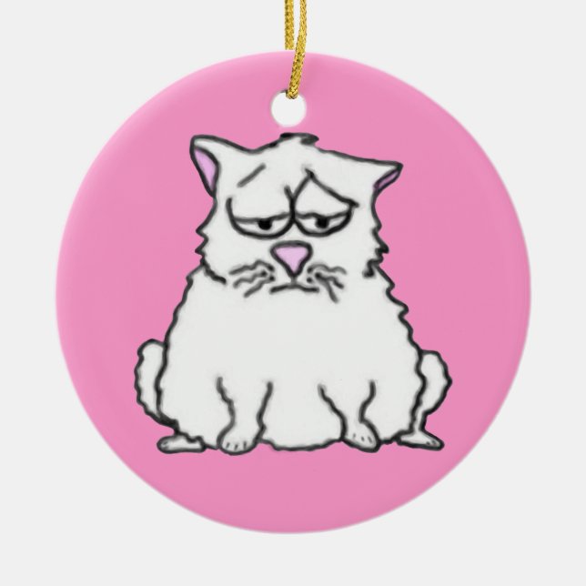 Ornamento De Cerâmica Sad Cat Ornament (Frente)