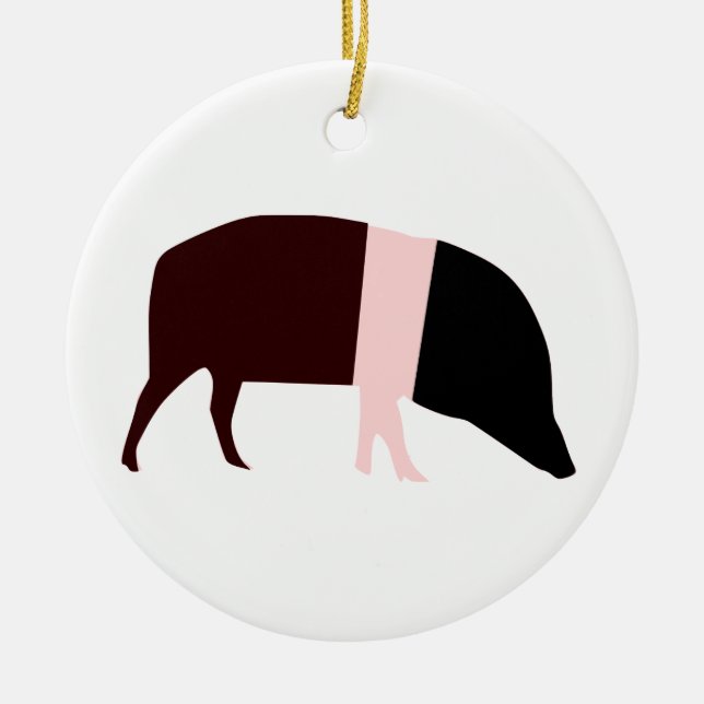 Ornamento De Cerâmica Saddleback Pig Custom Birday (Frente)