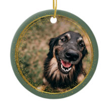 Sage e Ouro Memorial Pet Foto de Natal Personaliza