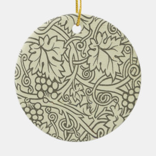 Ornamento De Cerâmica Sage Green Grapevile William Morris Pattern