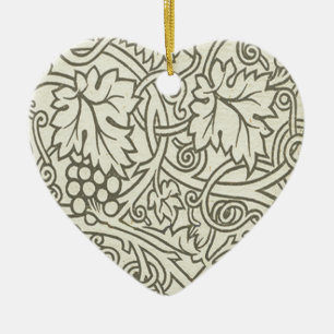 Ornamento De Cerâmica Sage Green Grapevile William Morris Pattern