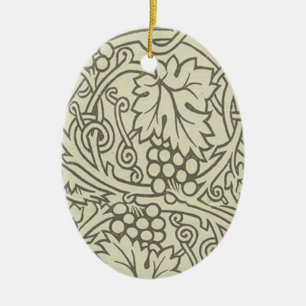 Ornamento De Cerâmica Sage Green Grapevile William Morris Pattern