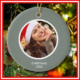 Ornamento De Cerâmica Sage Green & White Modern Initials Monograma FOTO