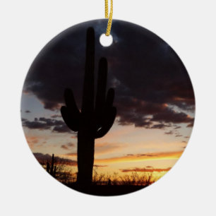Ornamento De Cerâmica Saguaro Sunset III Arizona Desert Landscape
