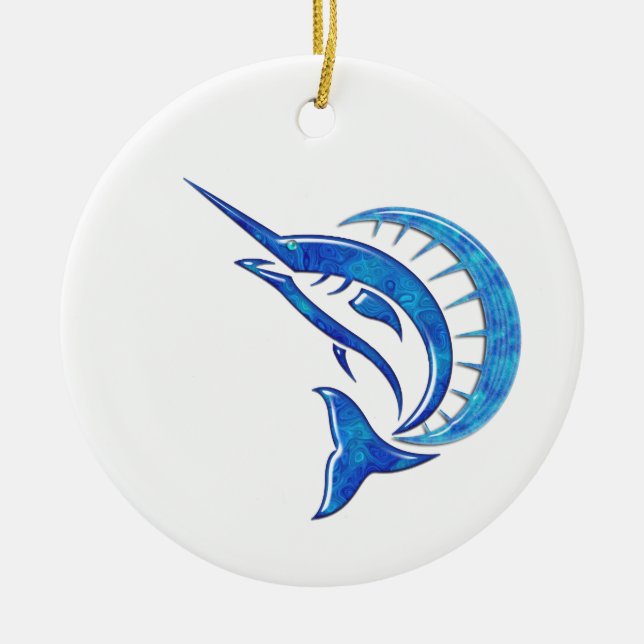 Ornamento De Cerâmica Sailfish azul tropical (Frente)
