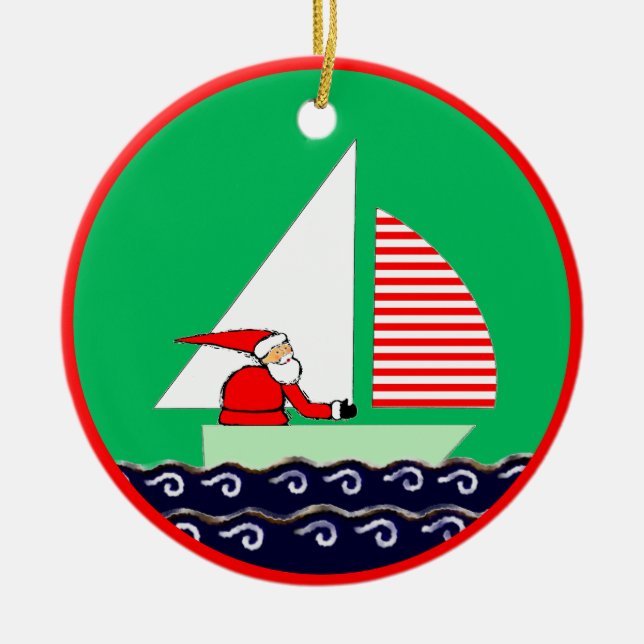 Ornamento De Cerâmica Sailing Christmas (Frente)