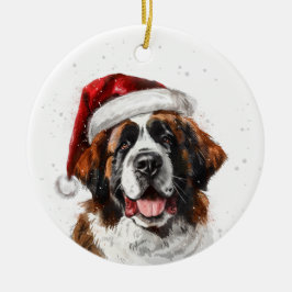 Ornamento De Cerâmica Saint Bernard Dog Christmas Personalized