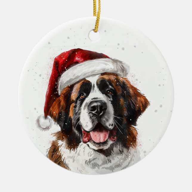 Ornamento De Cerâmica Saint Bernard Dog Christmas Personalized (Frente)
