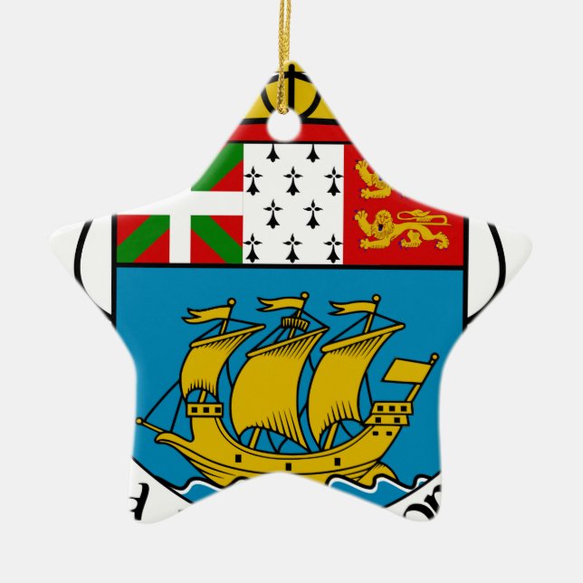 Ornamento De Cerâmica Saint Pierre e brasão de Miquelon (France) (Frente)