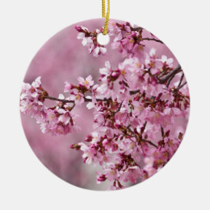 Ornamento De Cerâmica Sakura Cherry Blossoms Pastel Pink Camadas