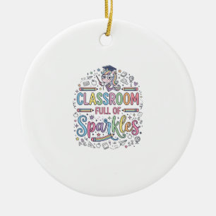 Ornamento De Cerâmica Sala de Aula de Unicórnio Cheia de Brilhos Merch O