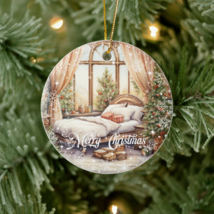 Ornamento De Cerâmica Sala de Natal festiva clássica, confortável