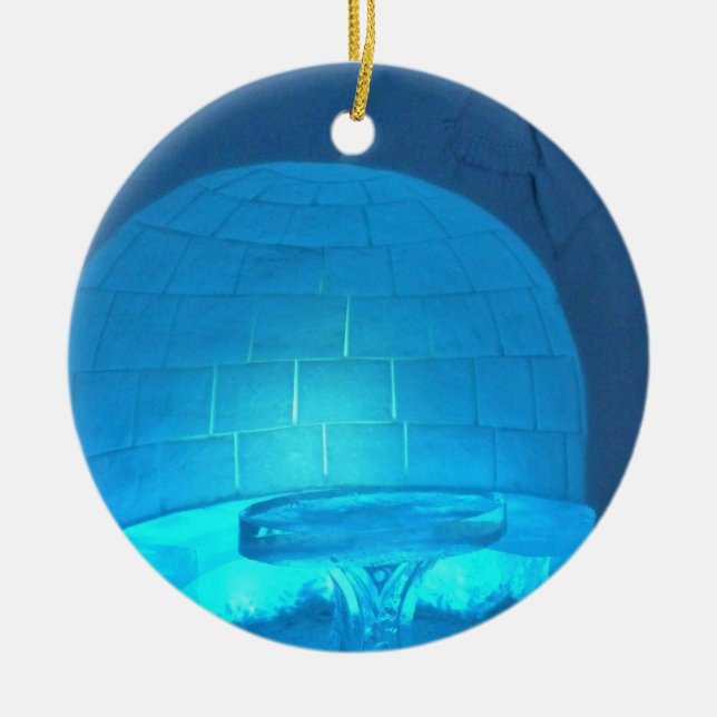 Ornamento De Cerâmica Sala Igloo no Hotel de Glace, Quebec, Canadá (Frente)