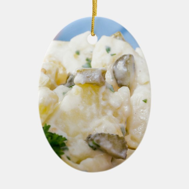 Ornamento De Cerâmica Salada de batata com enchido e mostarda (Frente)