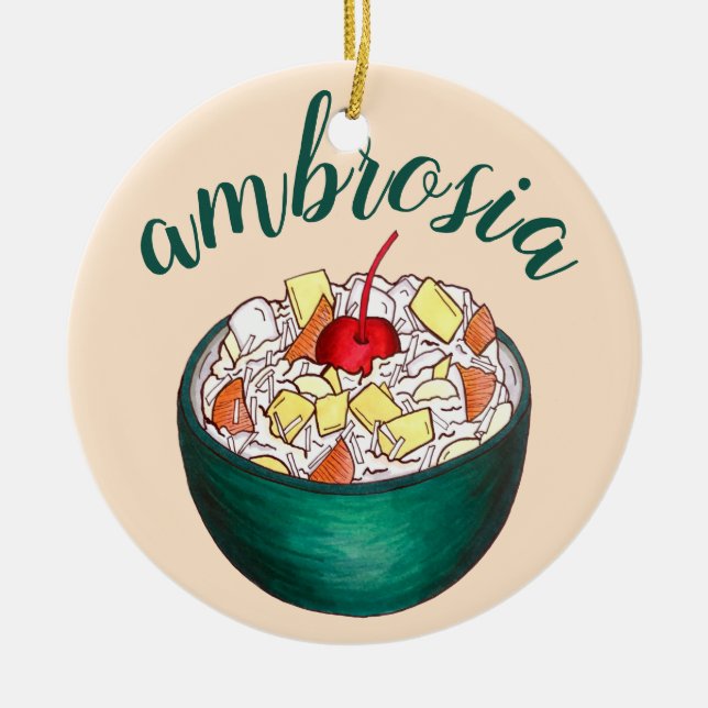 Ornamento De Cerâmica Salada de Fruta de marshmallow, no Sul da Ambrosia (Frente)