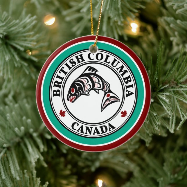 Ornamento De Cerâmica Salmão Negra Nativo Americano (Árvore)