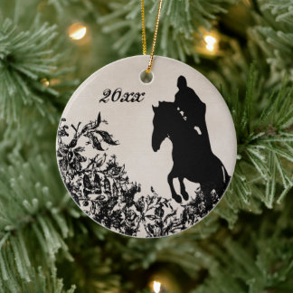 Ornamento De Cerâmica Salto de Cavalo Equestre Personalizado do Casal