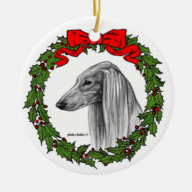 Ornamento De Cerâmica Saluki Dog Art de Glenda S. Harlan (Frente)