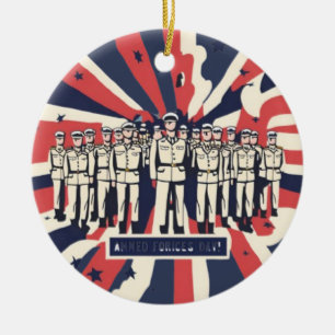 Ornamento De Cerâmica "Salute ao Serviço: Feliz Dia das Forças Armadas"T