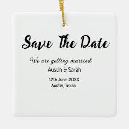 Ornamento De Cerâmica Salvar o texto moderno do site de casamento QR da 