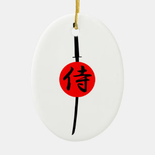 Ornamento De Cerâmica SAMURAI - Espada & Kanji