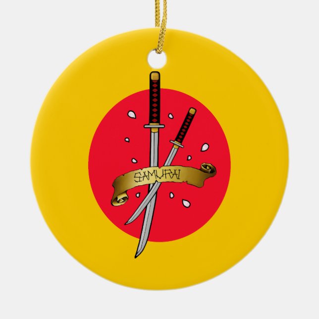 Ornamento De Cerâmica Samurai Sword Tattoo (Frente)