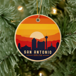 Ornamento De Cerâmica San Antonio Texas Skyline Cityscape Souvenir