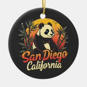 Ornamento De Cerâmica San Diego California Retro Sunset Vintage Panda