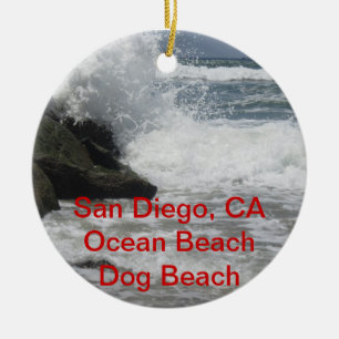 Ornamento De Cerâmica San Diego personalizável, Ocean Beach, CA Gifts