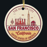 Ornamento De Cerâmica San Francisco California City Skyline Emblem<br><div class="desc">Design de arte colorida,  minimalista de São Francisco,  com monumentos e marcos da cidade da Califórnia.</div>