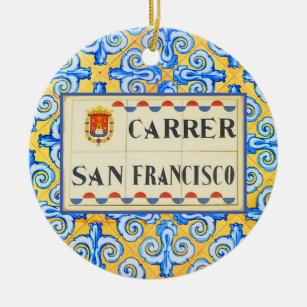 Ornamento De Cerâmica San Francisco Street Spanish Street Sign