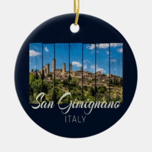 Ornamento De Cerâmica San Gimignano Toscana Itália Vinatge Panorâmica Vi