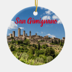 Ornamento De Cerâmica San Gimignano Toscânia Itália Panorama Souvenir
